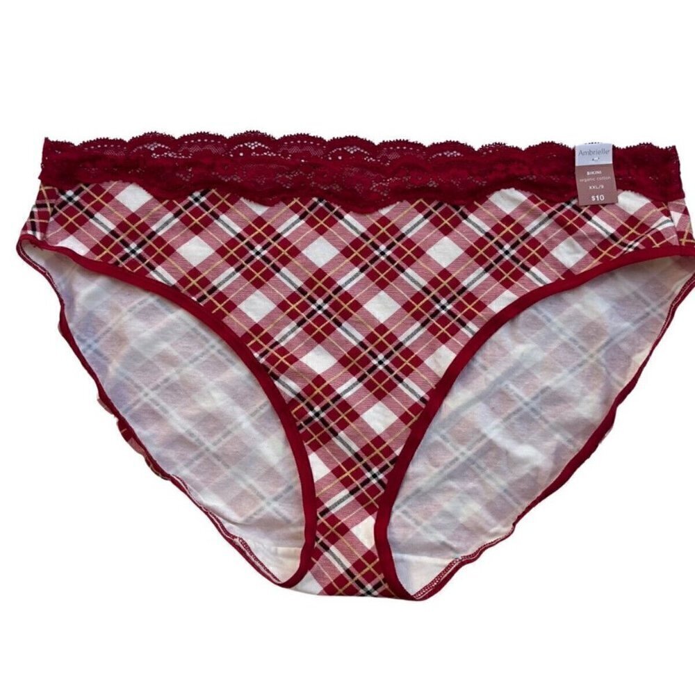 Ambrielle ORGANIC COTTON red taffy plaid panties Size XXL NWT - Picture 5 of 7